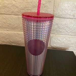 Starbucks pink grid cup